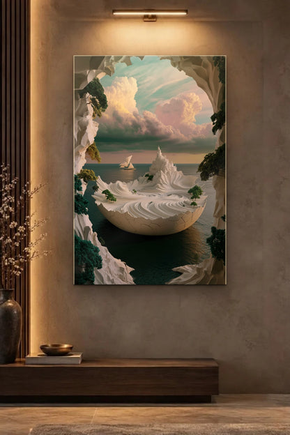 Nature Art glossy acrylic wall art on a wall