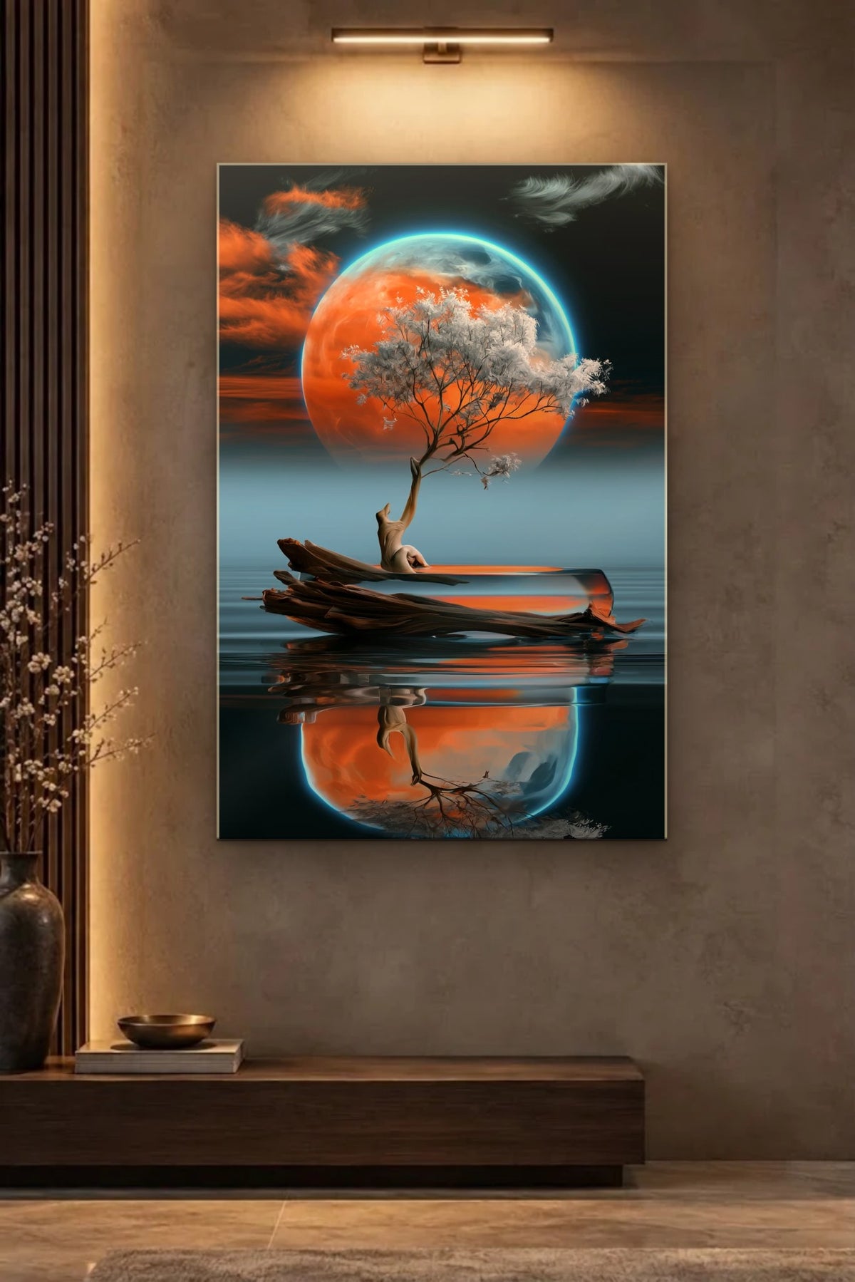 Nature Art glossy acrylic wall art on a wall
