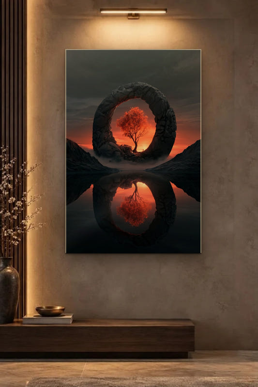 Nature Art glossy acrylic wall art on a wall