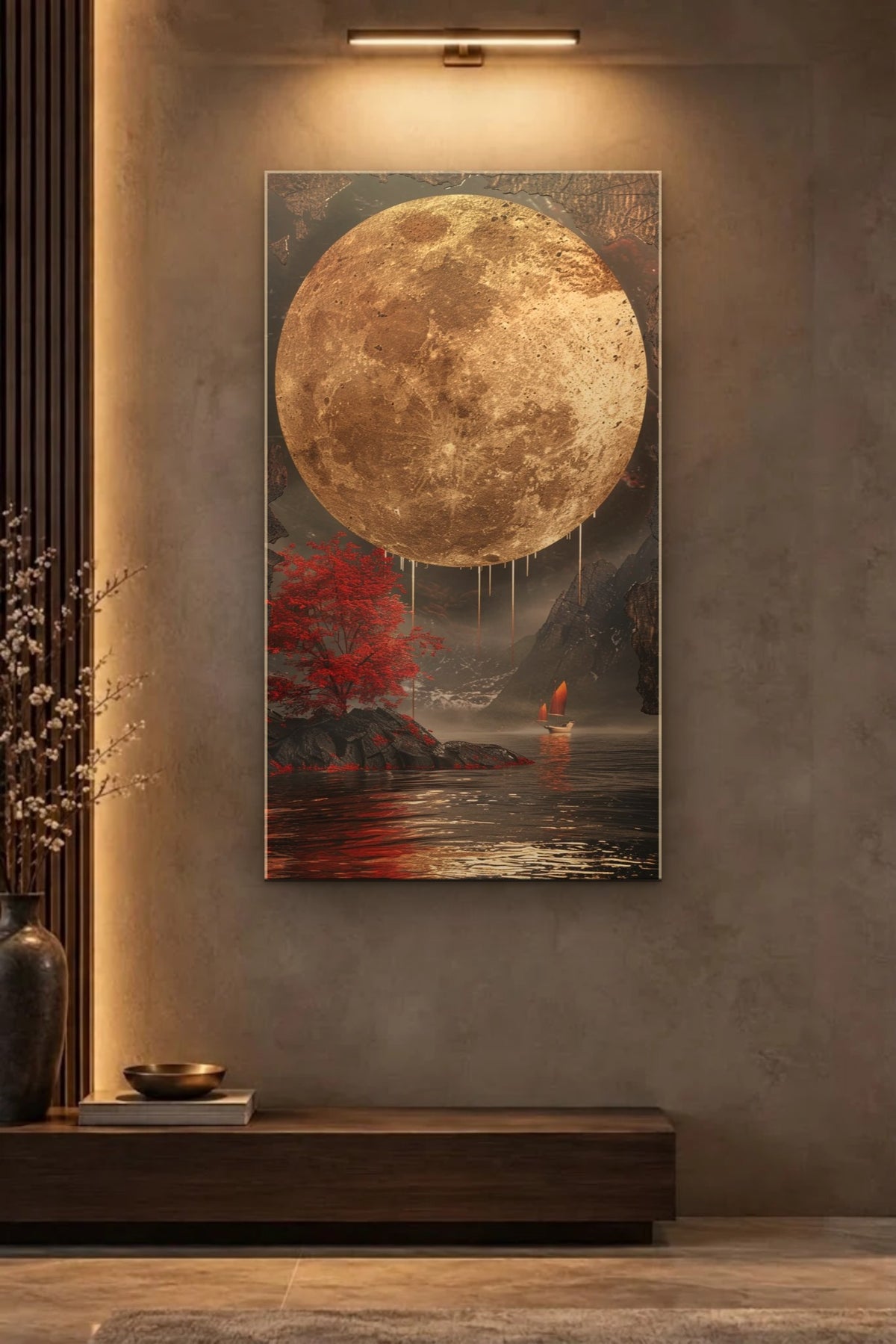 Nature Art glossy acrylic wall art on a wall