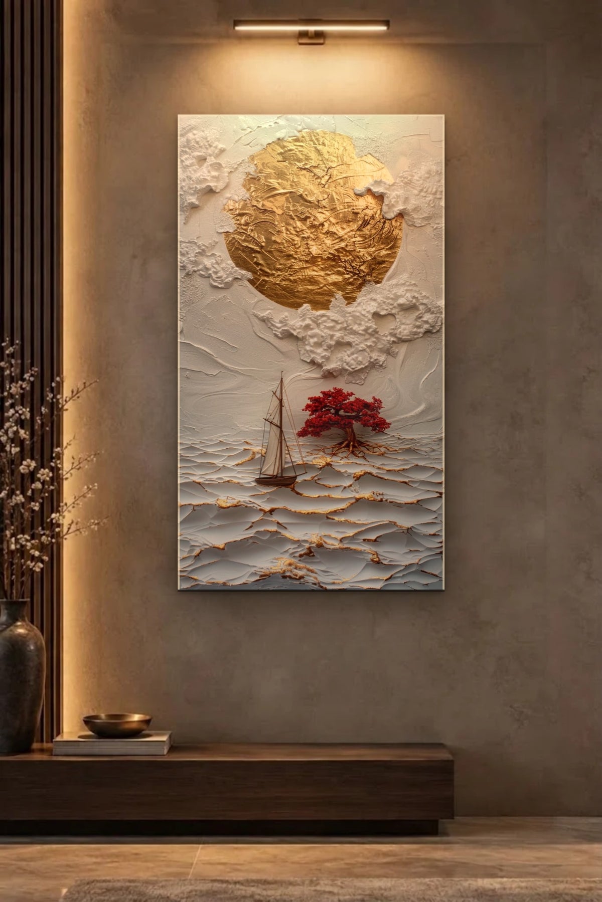 Nature Art glossy acrylic wall art on a wall