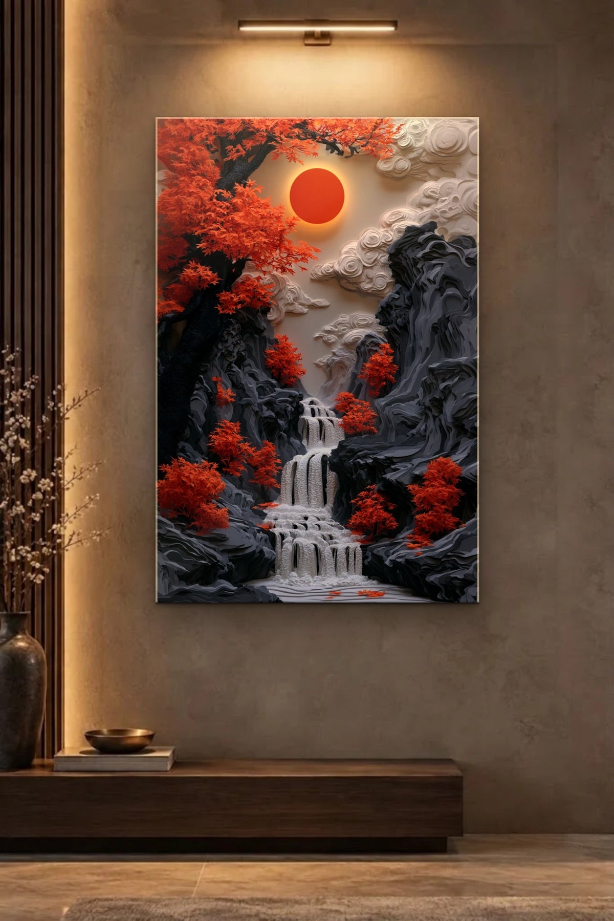 Nature Art glossy acrylic wall art on a wall