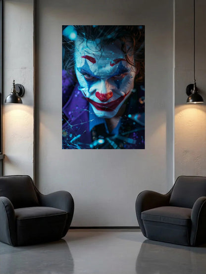 Acrylic wall art between two wall lamps