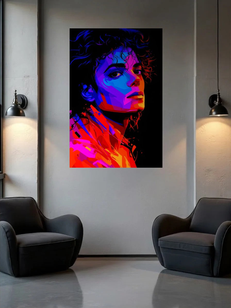 Acrylic wall art between two wall lamps