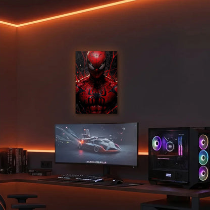Anime Art acrylic wall art in an orange LED gaming room