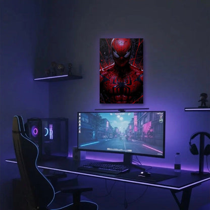 Anime Art acrylic wall art in a purple gaming setup