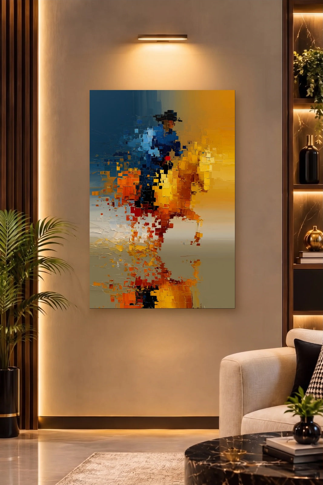 Abstract Art acrylic wall art on a warm-lit luxury wall