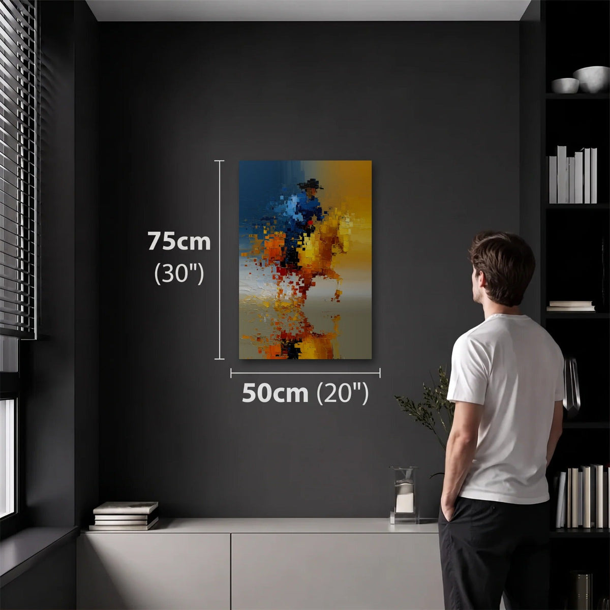 Abstract Art 50x75 cm acrylic wall art in a dark modern room