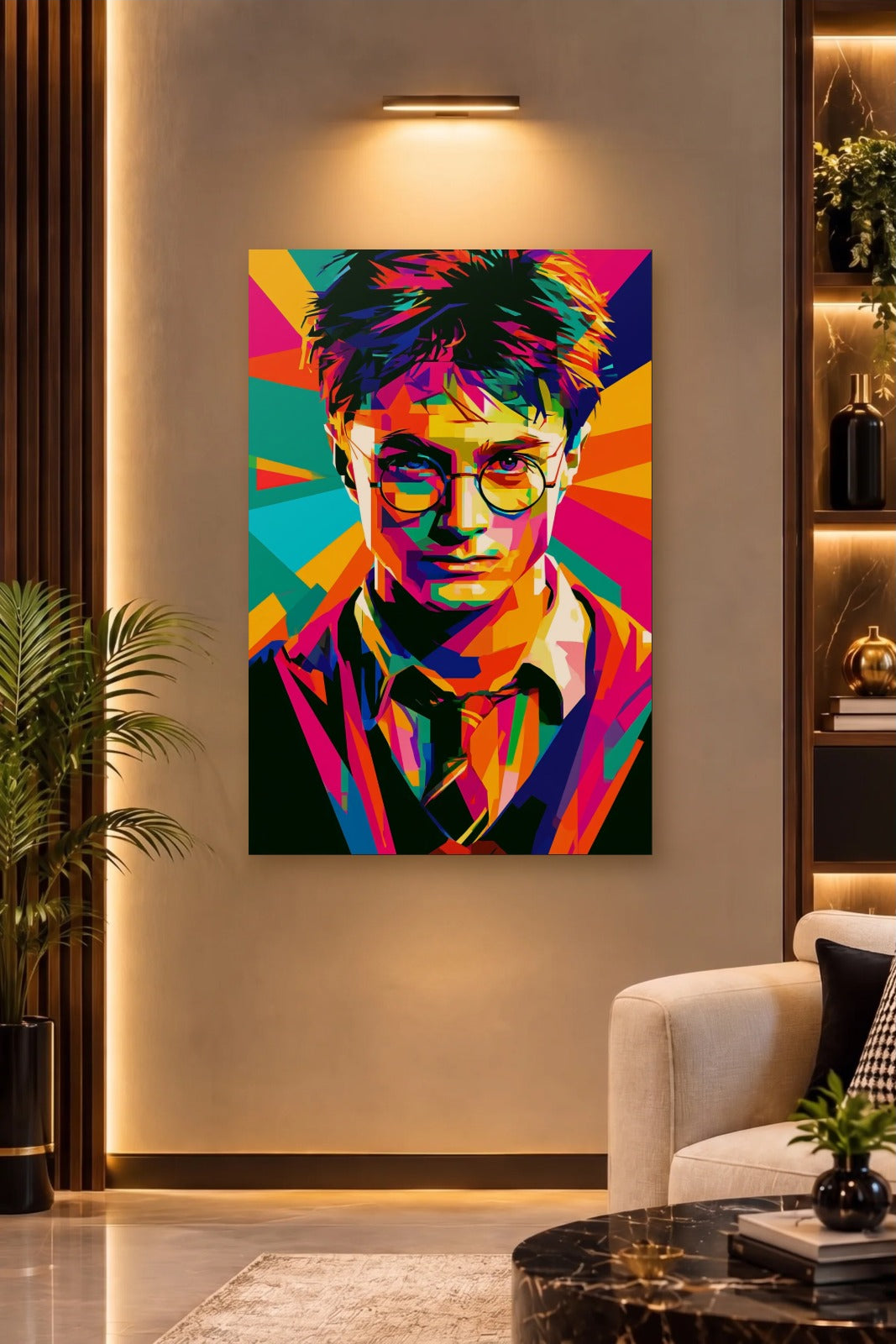 Cinematic Art acrylic wall art on a warm-lit luxury wall