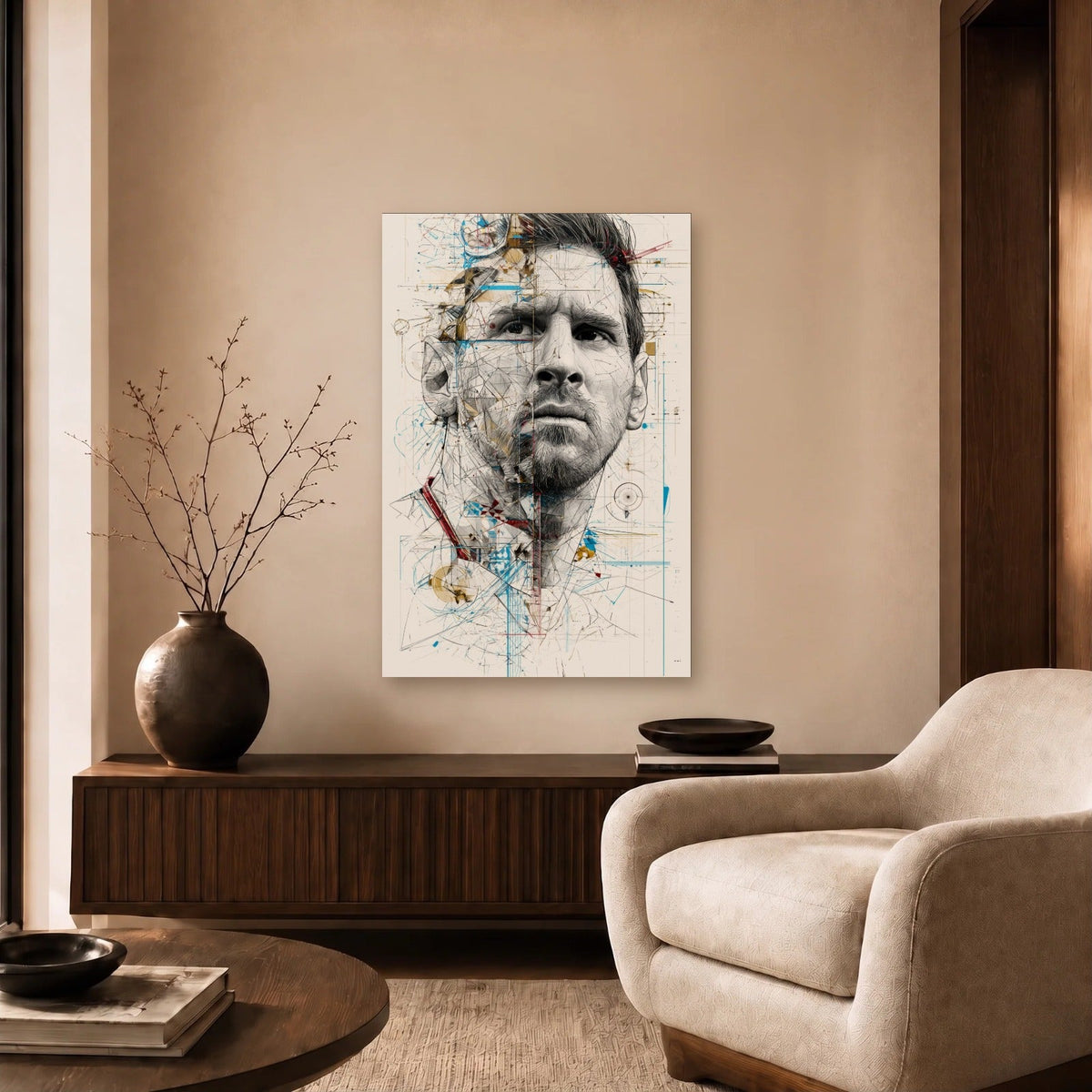 Cinematic Art acrylic wall art in a beige living room