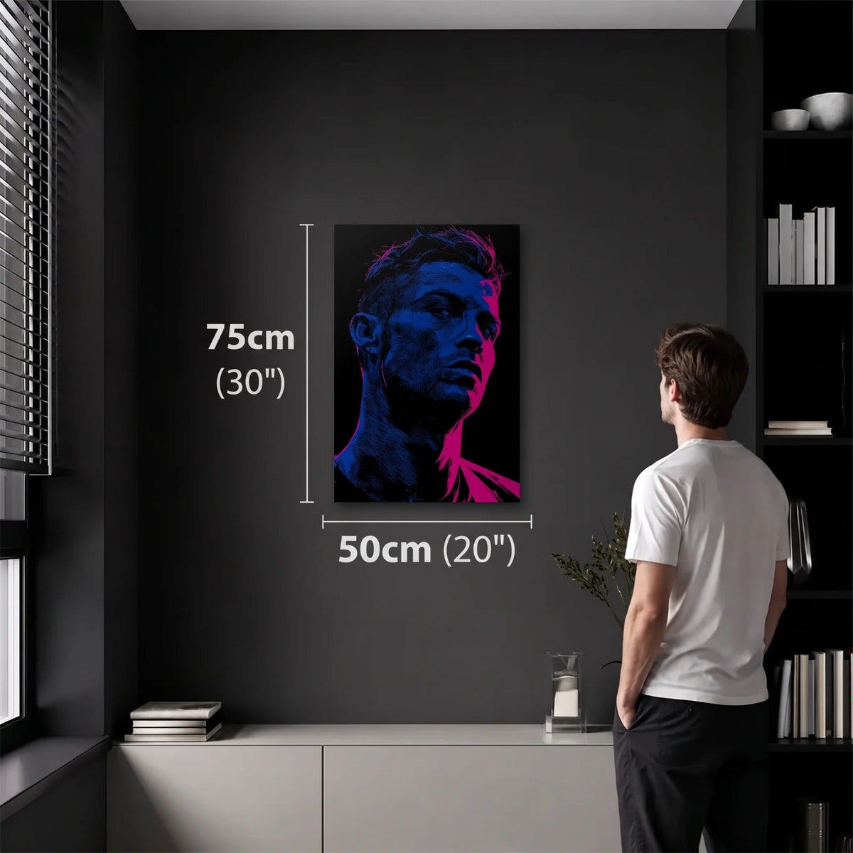 Cinematic Art 50x75 cm acrylic wall art in a dark modern room