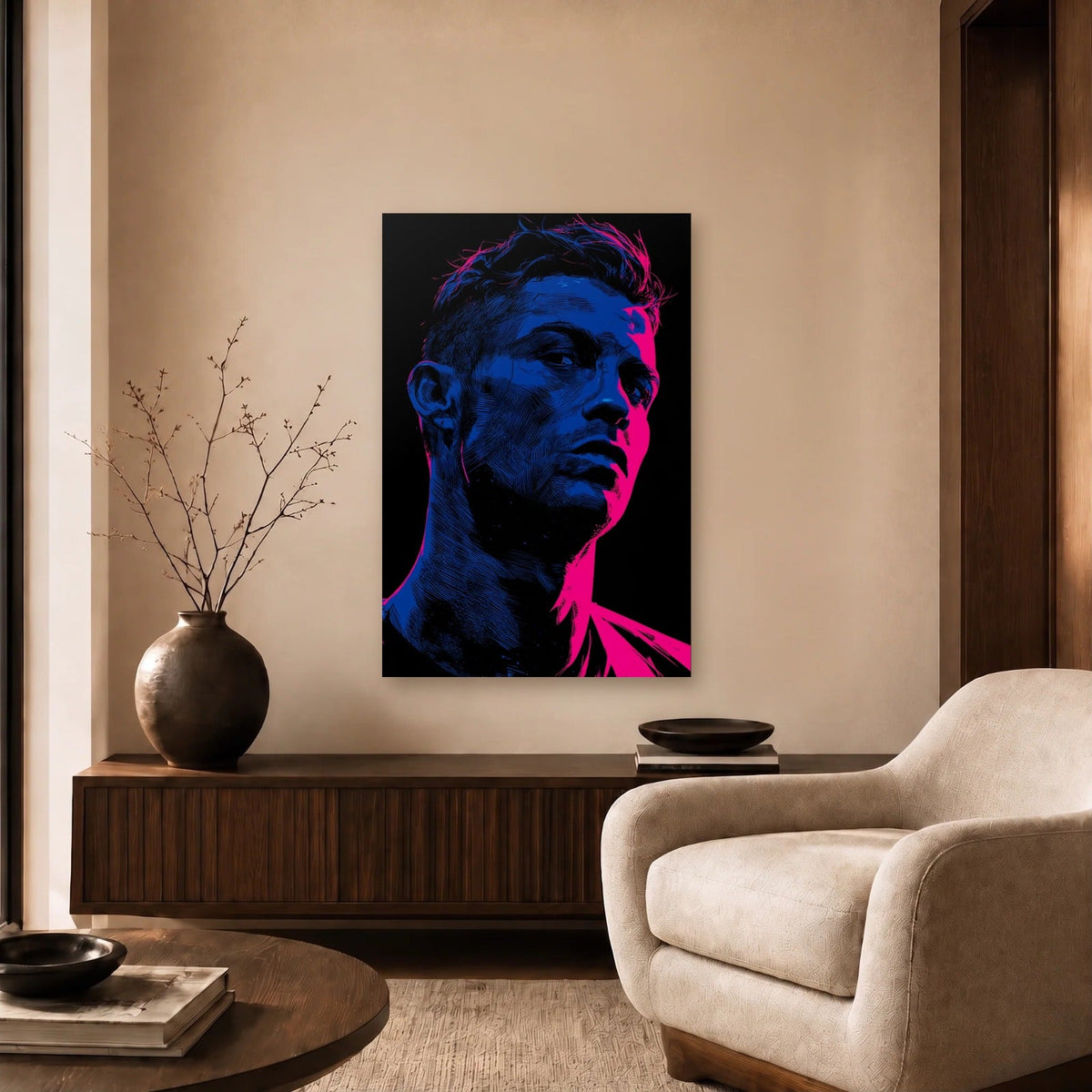 Cinematic Art acrylic wall art in a beige living room
