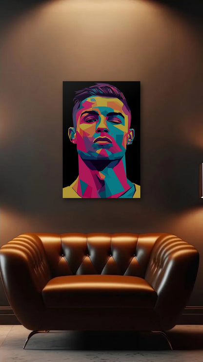Cinematic Art acrylic wall art above a leather armchair