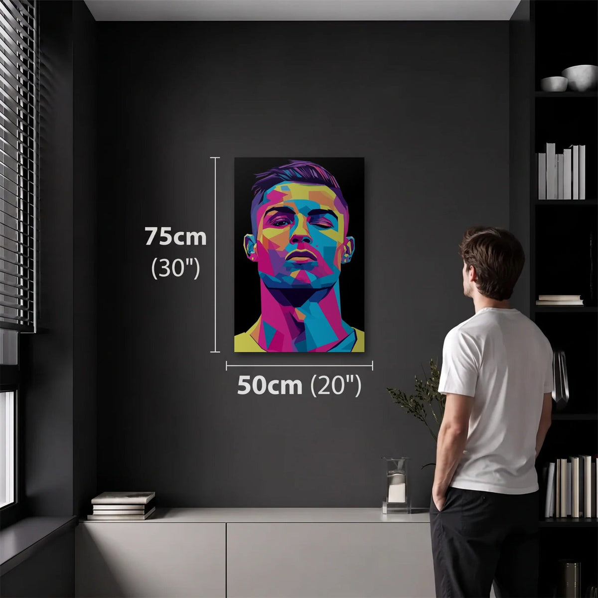 Cinematic Art 50x75 cm acrylic wall art in a dark modern room