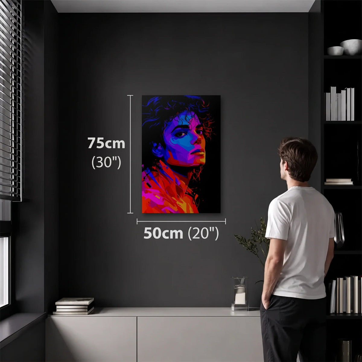 Cinematic Art 50x75 cm acrylic wall art in a dark modern room