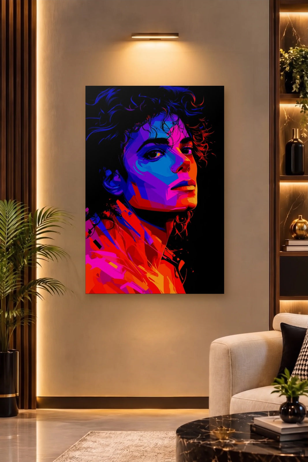 Cinematic Art acrylic wall art on a warm-lit luxury wall