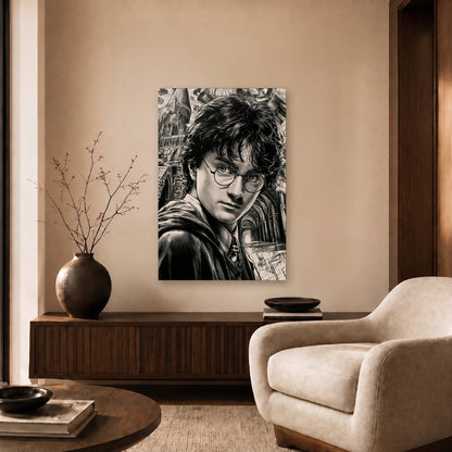 Cinematic Art acrylic wall art in a beige living room