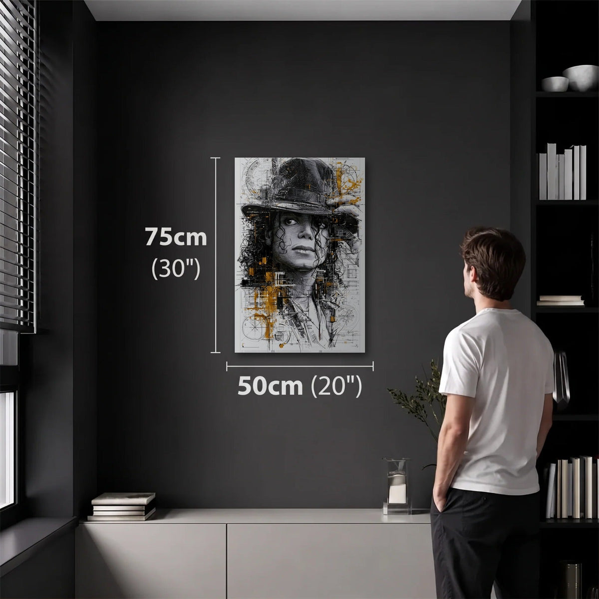 Cinematic Art 50x75 cm acrylic wall art in a dark modern room