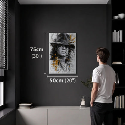 Cinematic Art 50x75 cm acrylic wall art in a dark modern room