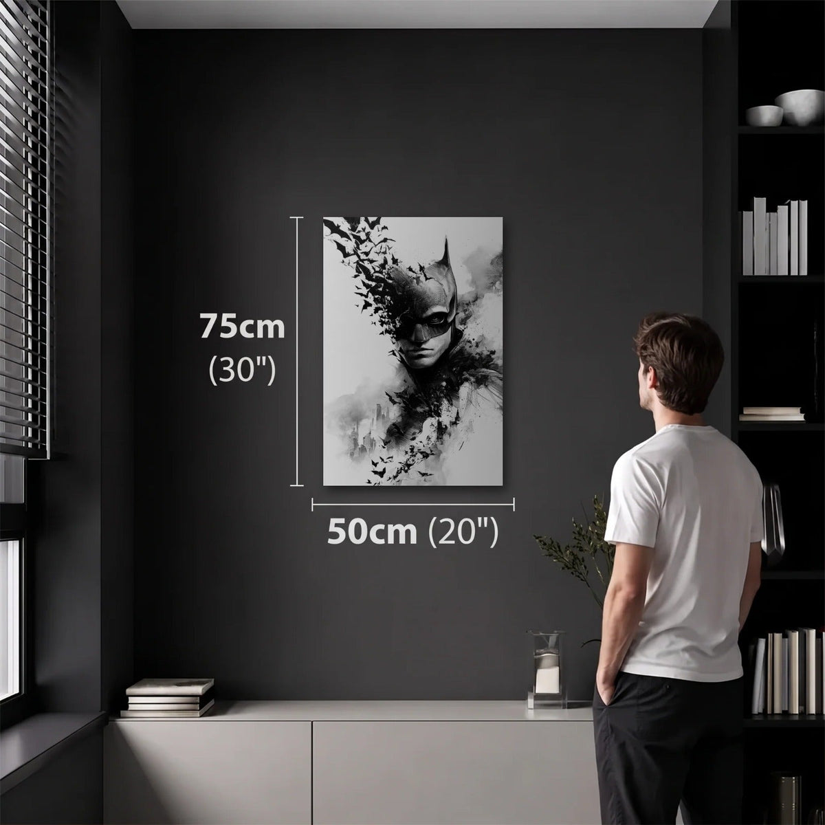 Cinematic Art 50x75 cm acrylic wall art in a dark modern room