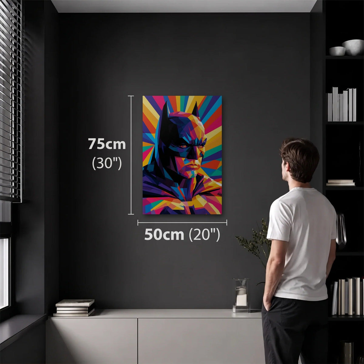 Cinematic Art 50x75 cm acrylic wall art in a dark modern room