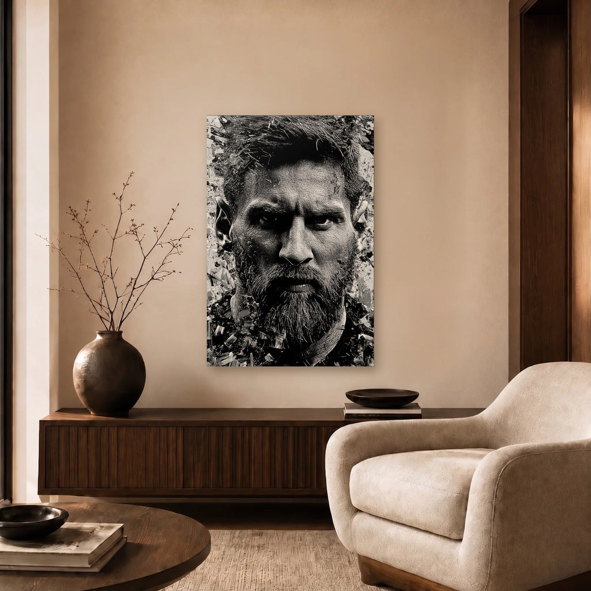 Cinematic Art acrylic wall art in a beige living room