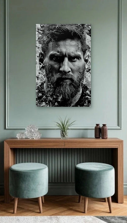 Cinematic Art acrylic wall art above a wooden console