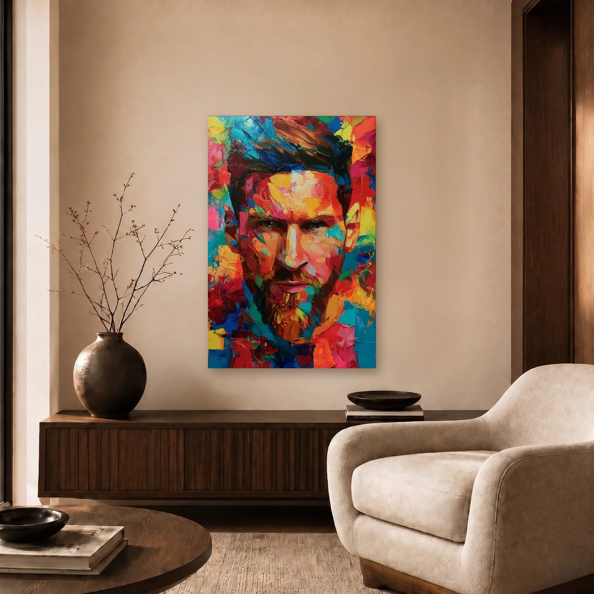 Cinematic Art acrylic wall art in a beige living room