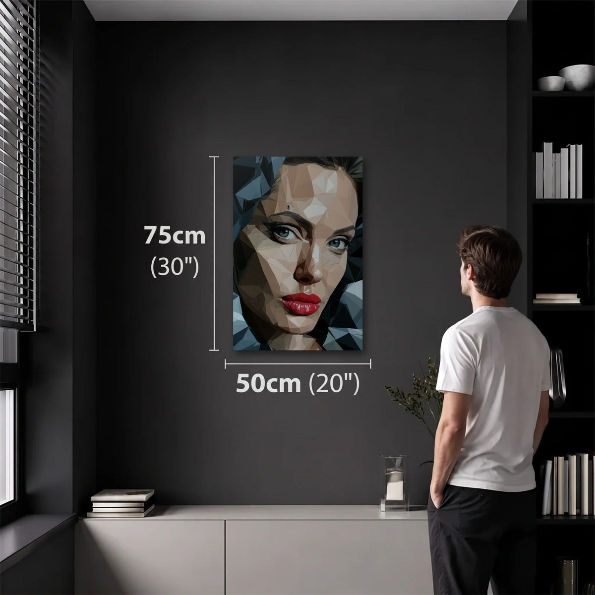 Cinematic Art 50x75 cm acrylic wall art in a dark modern room