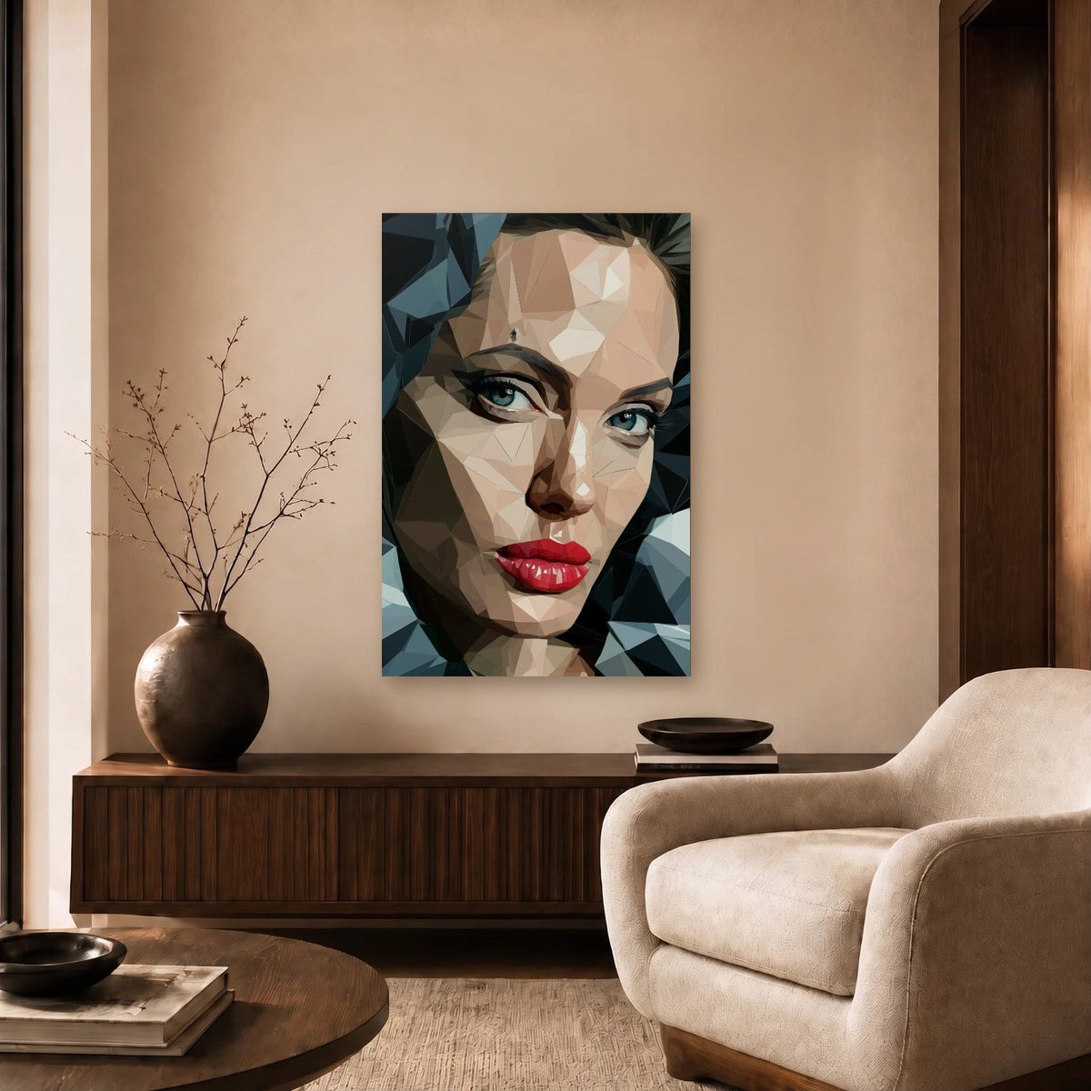 Cinematic Art acrylic wall art in a beige living room