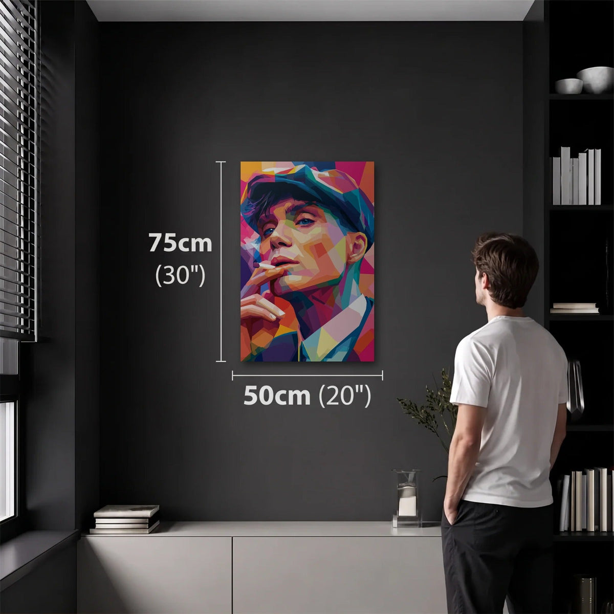 Cinematic Art 50x75 cm acrylic wall art in a dark modern room