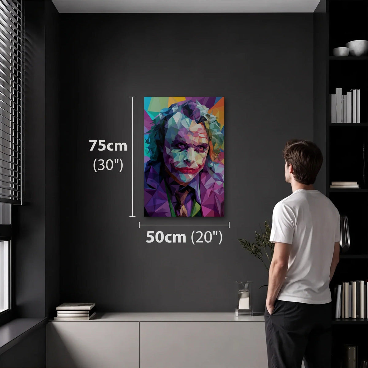 Cinematic Art 50x75 cm acrylic wall art in a dark modern room