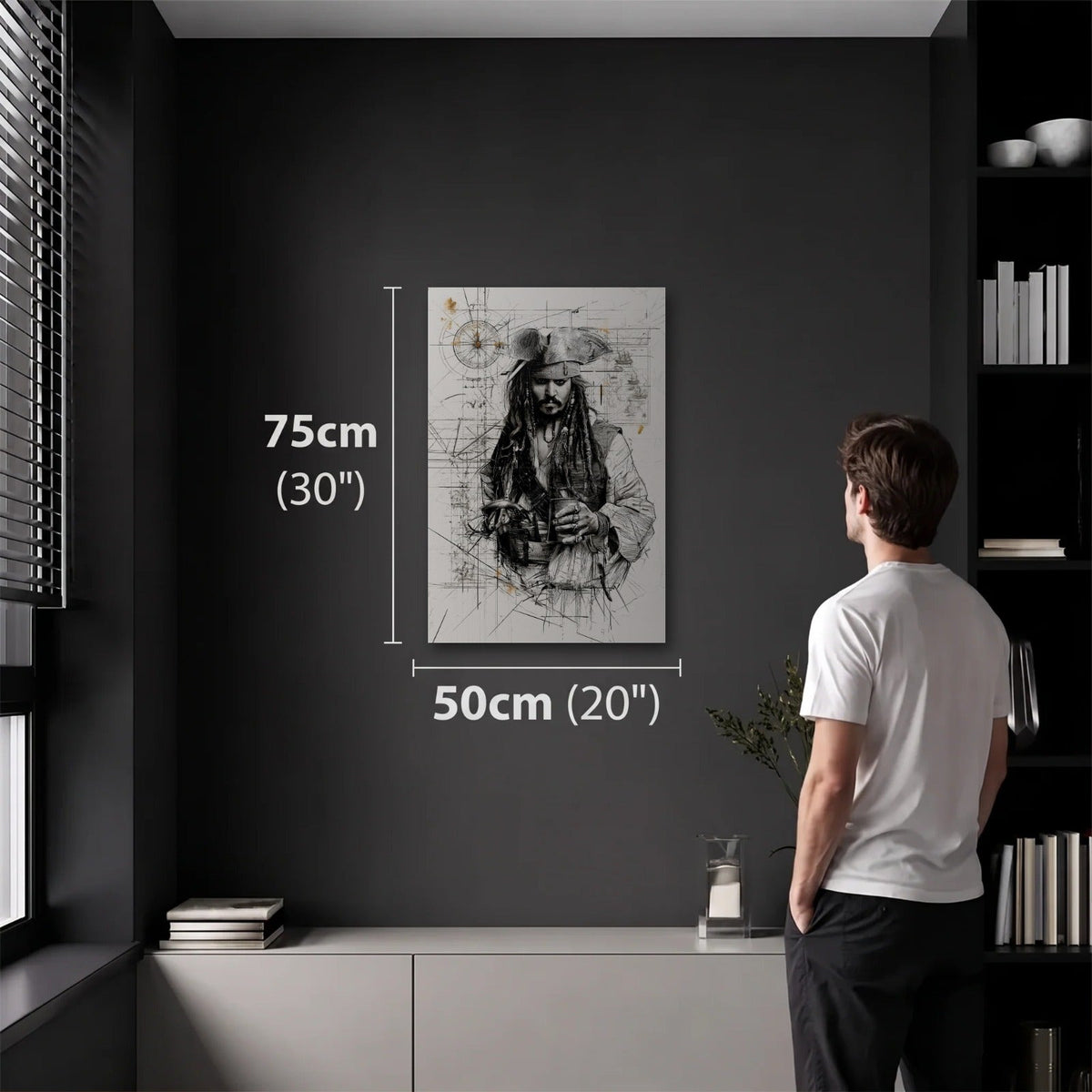 Cinematic Art 50x75 cm acrylic wall art in a dark modern room
