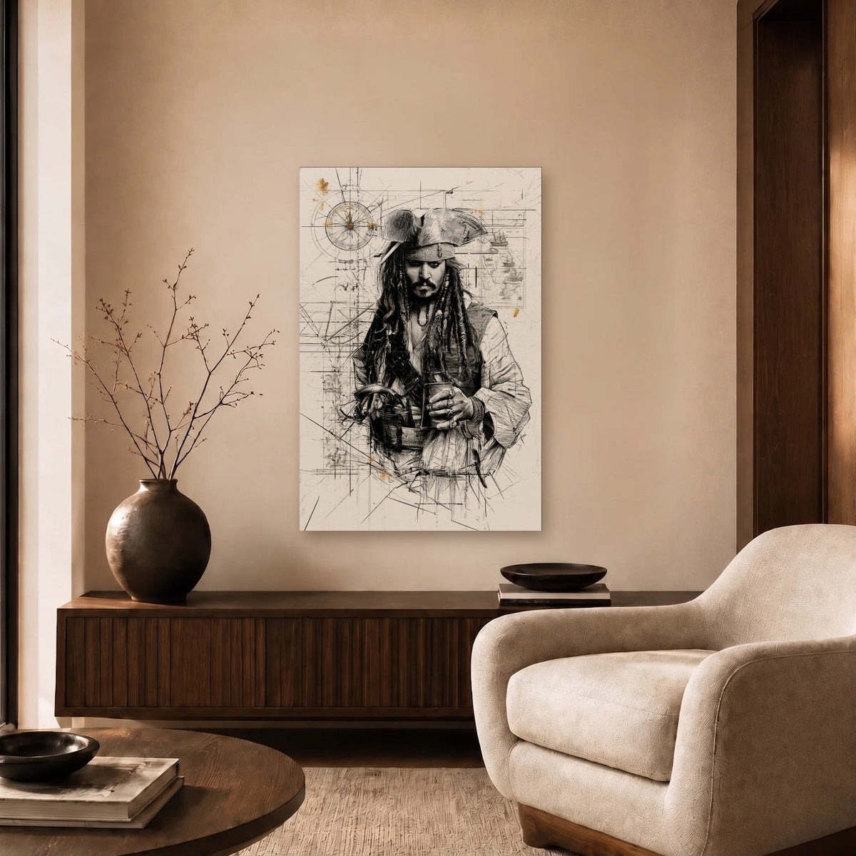 Cinematic Art acrylic wall art in a beige living room