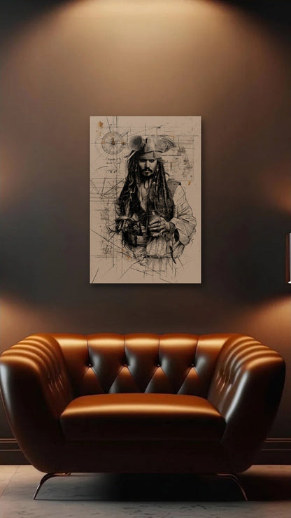 Cinematic Art acrylic wall art above a leather armchair