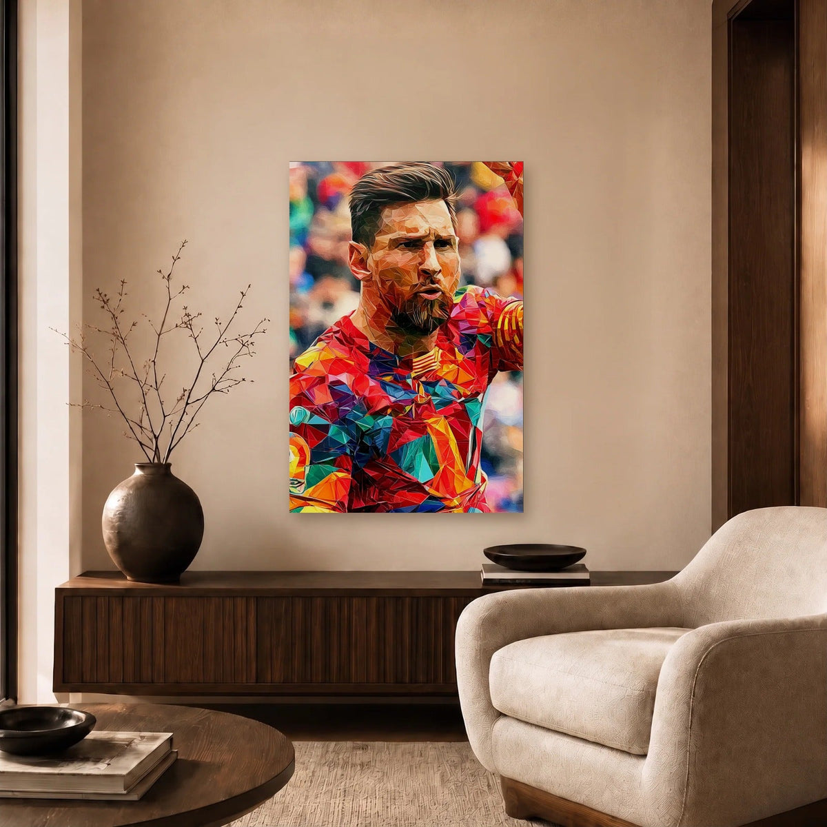 Cinematic Art acrylic wall art in a beige living room