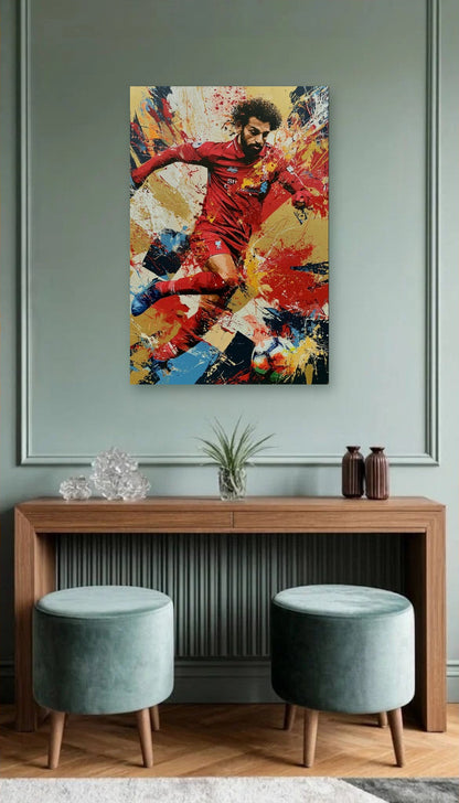 Cinematic Art acrylic wall art above a wooden console