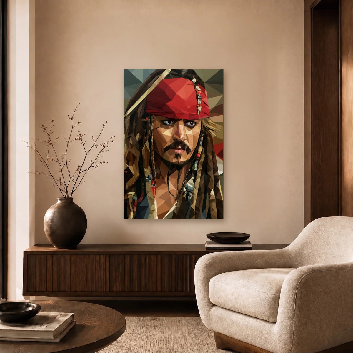 Cinematic Art acrylic wall art in a beige living room