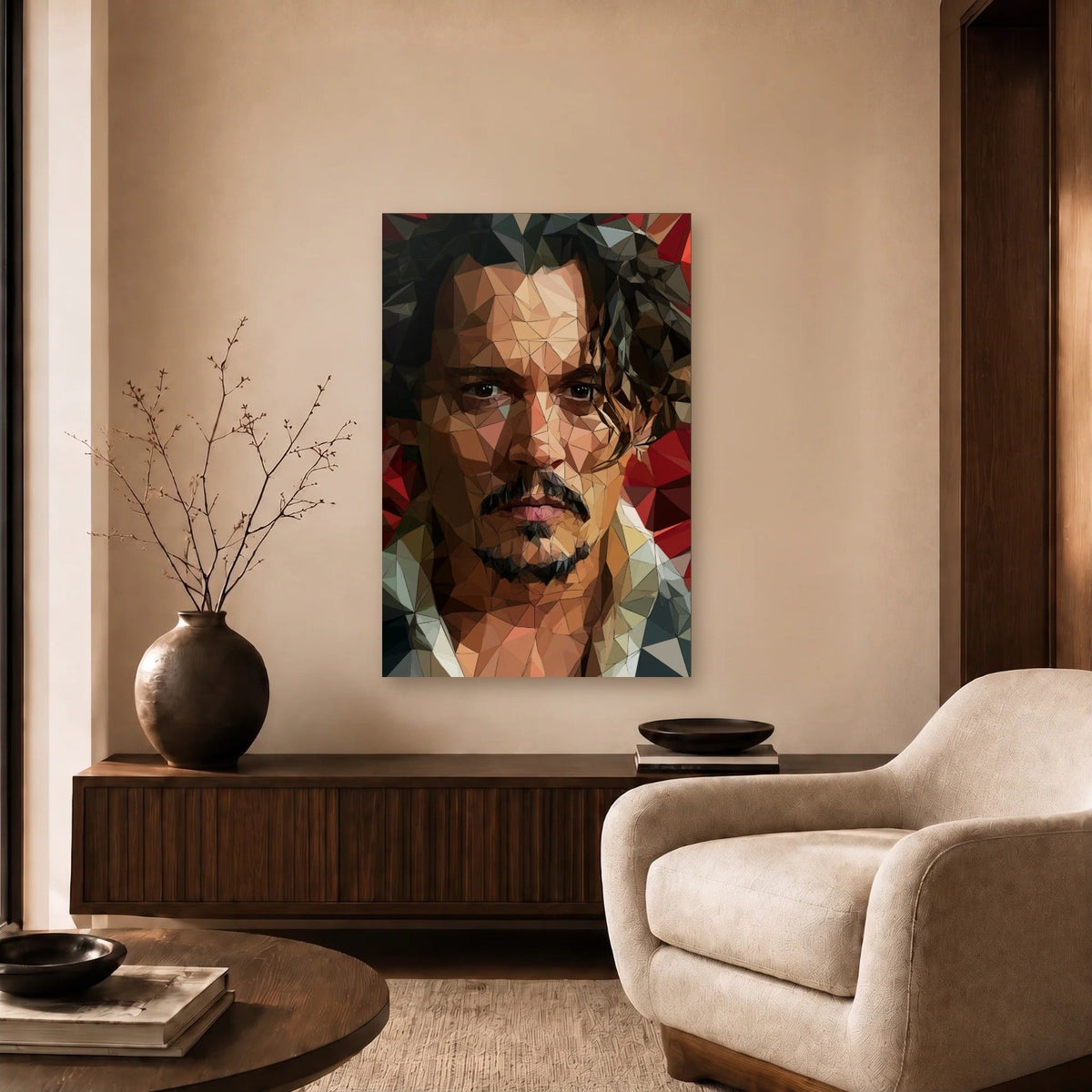 Cinematic Art acrylic wall art in a beige living room