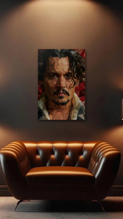 Cinematic Art acrylic wall art above a leather armchair
