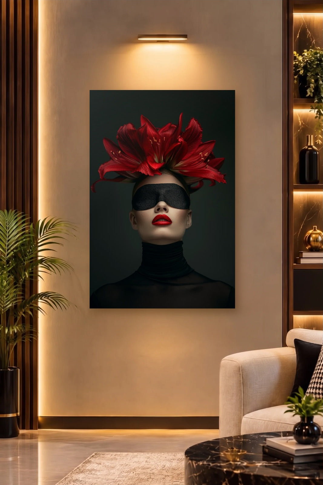 Expression Art acrylic wall art on a warm-lit luxury wall