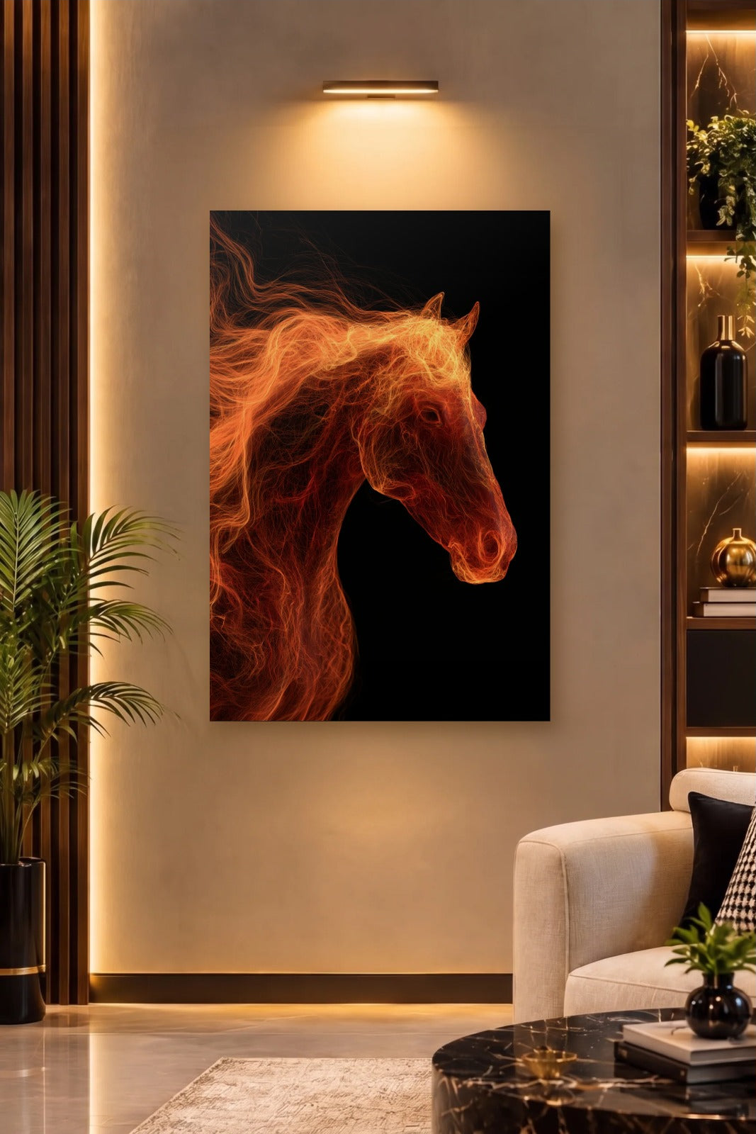 Wild Art acrylic wall art on a warm-lit luxury wall