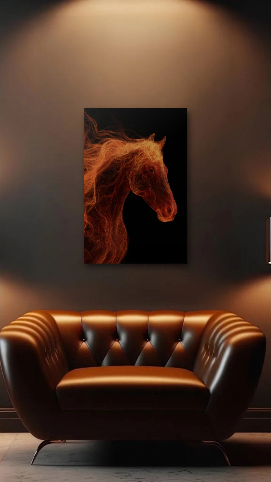 Wild Art acrylic wall art above a leather armchair