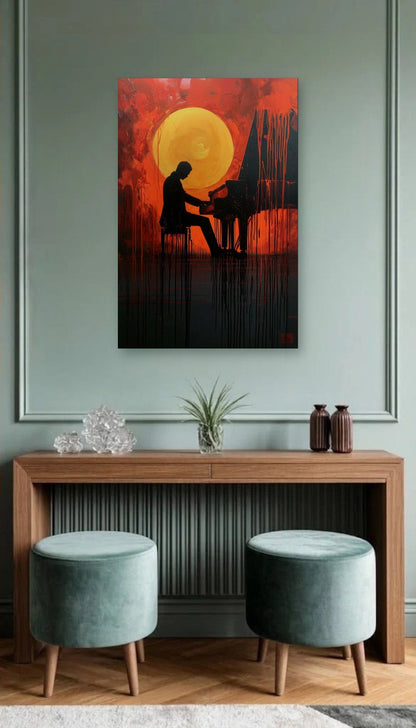 Expressions Art acrylic wall art above a wooden console