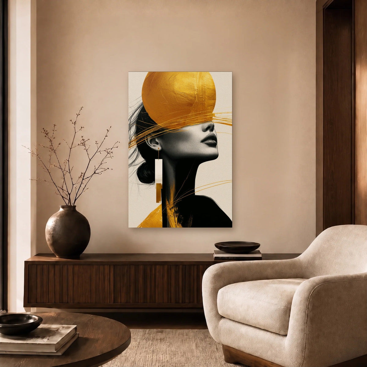 Expressions Art acrylic wall art in a beige living room