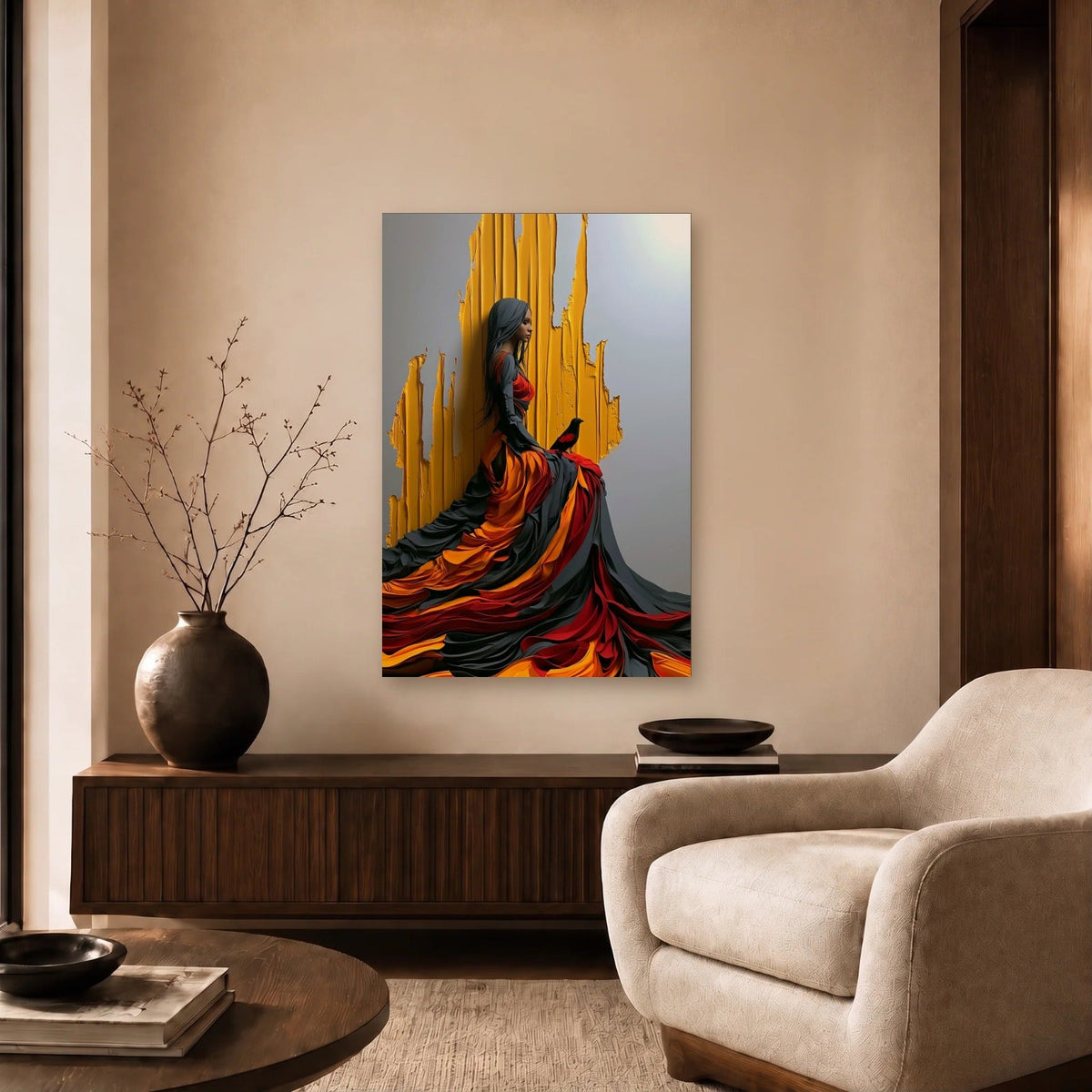 Luxury Art acrylic wall art in a beige living room