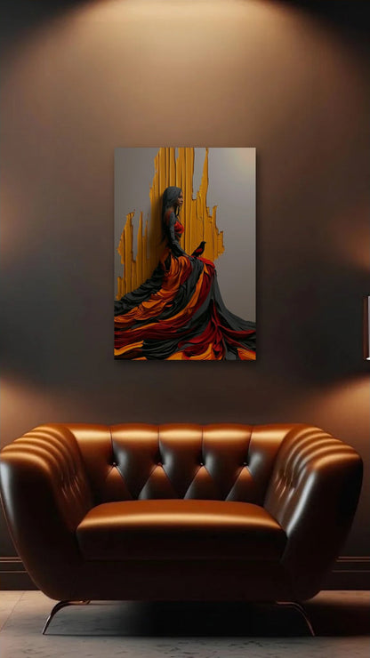 Luxury Art acrylic wall art above a leather armchair