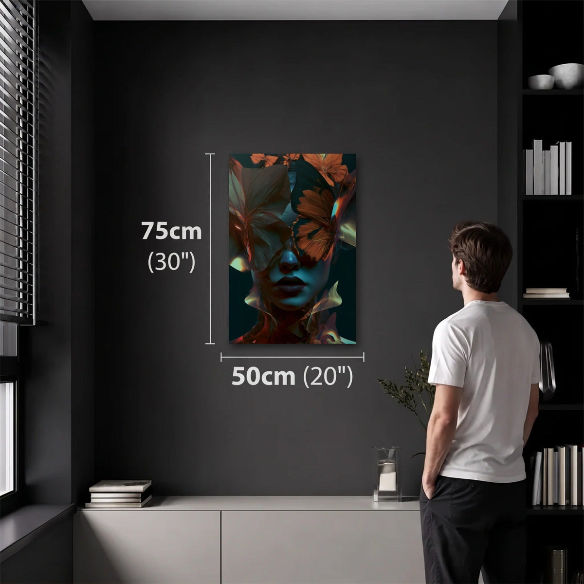Expressions Art 50x75 cm acrylic wall art in a dark modern room