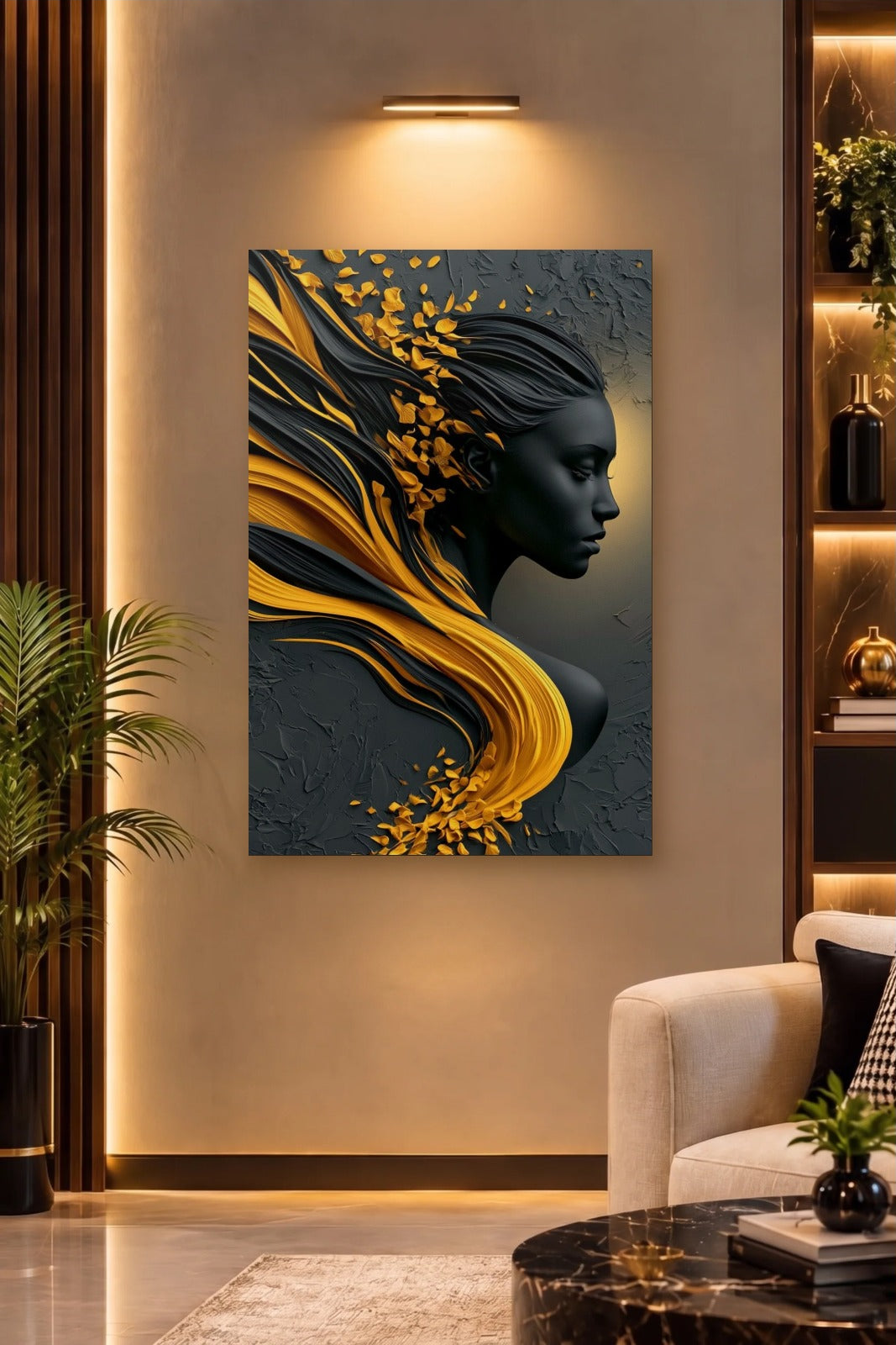 Expressions Art acrylic wall art on a warm-lit luxury wall