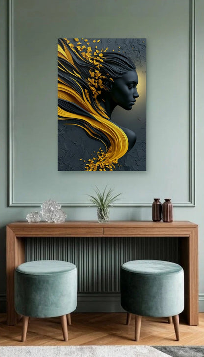 Expressions Art acrylic wall art above a wooden console
